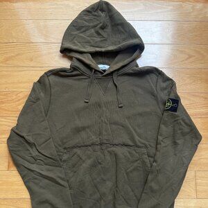 Stone Island Garment Dyed Pullover Hoodie Olive L